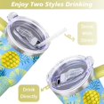 thumbnail image 5 of 40oz Tropical Pineapple Pattern Stainless Steel Flip Straw Tumbler Spill Proof Travel Cup Double Wall Vacuum Insulated Coffee Mug with Top Handle, 5 of 6