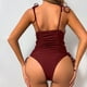thumbnail image 5 of Trajes de baño de una pieza para mujer, traje de baño de bikini con tirantes y espalda descubierta de color liso para mujer, 5 of 5