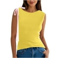 thumbnail image 2 of Egmy1 Womens Tank Tops ClearanceWomen's New Solid Color Bow Crossshoulder Casual T-shirt, 2 of 7