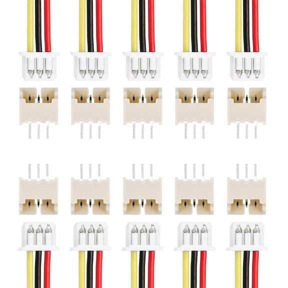 10 Pcs MX 1.25mm 3 Pin Single Head Male Connector Plug with 28 AWG 150mm Wire Cable and Female Motherboard Connector