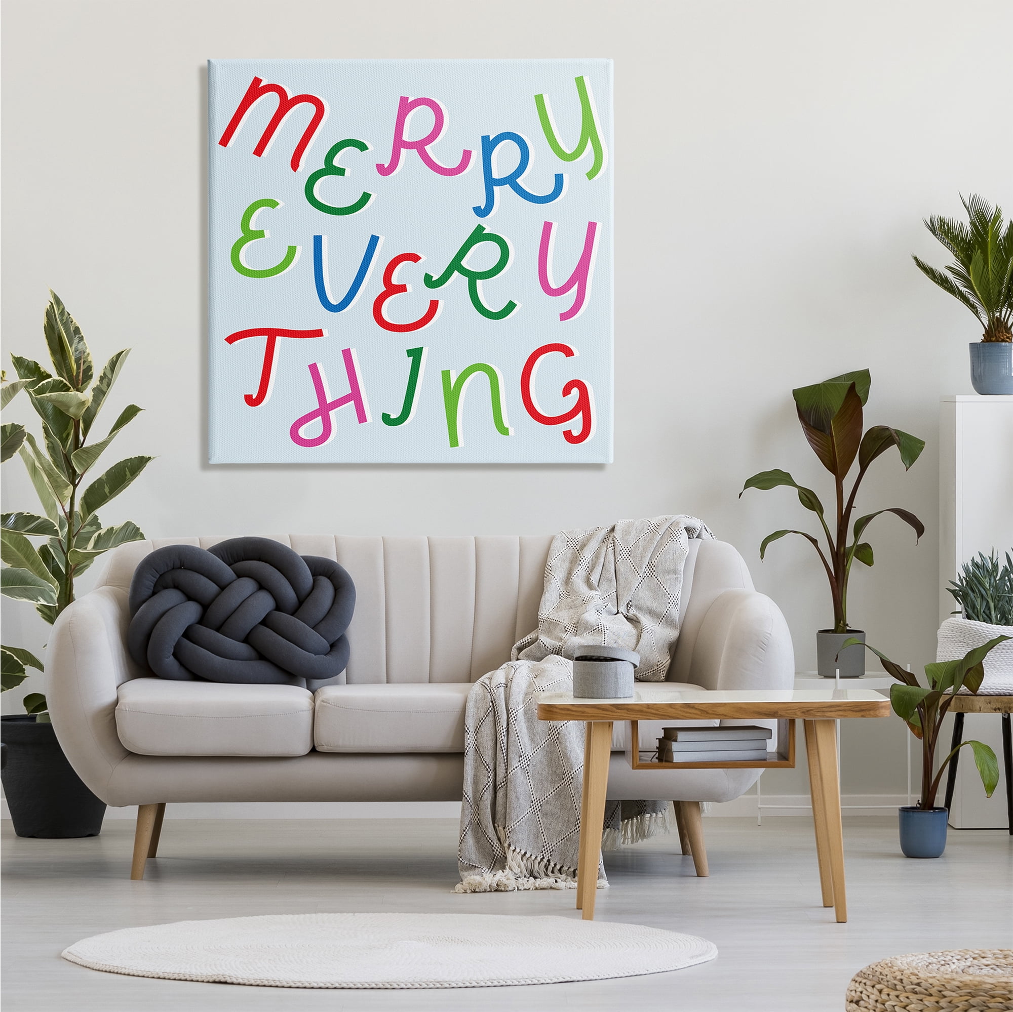 Stupell Industries Merry Everything Fun Whimsical Typography Bold Christmas Inspirational Painting Gallery Wrapped Canvas Print Wall Art, 36 x 36