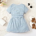 thumbnail image 3 of Kucnuzki Kids Girl Clothes 7T Spring Summer Dress Fly Sleeve Stripe Prints Wide Neck Waist Design Sundress Blue, 3 of 7