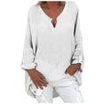 thumbnail image 1 of Gibobby Blusa Manga Larga Mujer Camisa de manga larga con cuello en V de color sólido transpirable para mujer Blusa de mujer de manga cómoda（Blanco， XL), 1 of 5