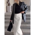 thumbnail image 6 of Women'S Stretch Denim High Waisted Jean Skirt with Frayed Raw Hem and Pockets White S, 6 of 9