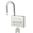 thumbnail image 2 of Unique Bargains 50mm Body Width Steel Padlock Hardened Shackle Chrome Plated, Keyed Alike, 2 of 4