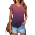 thumbnail image 2 of Women's Tops Summer V Neck Shirts for Women Womens Tees Short Sleeve Women Tops Daily Deals, 2 of 8