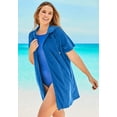 thumbnail image 3 of Swim 365 Women's Plus Size Terry Longer-Length Hooded Zip-Front Swim Cover-Up, 3 of 6