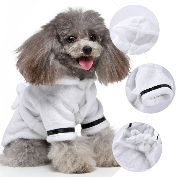 CRAFTHROU Polyester White Dog Bathrobe Wearable Comfortable Pet Bathrobe for Daily Use