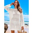thumbnail image 4 of DAKIMOE Women Swimsuit Cover up Summer Bathing Suit Cover up Knit Swimwear Pullover Swim Cover up Beach Dress S-XL, White, S, 4 of 10
