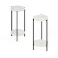 thumbnail image 3 of Furinno Besi 2-Tier Modern Tall Round Side End Table with Sturdy Metal Legs, Marble White, Set of 2, 3 of 5