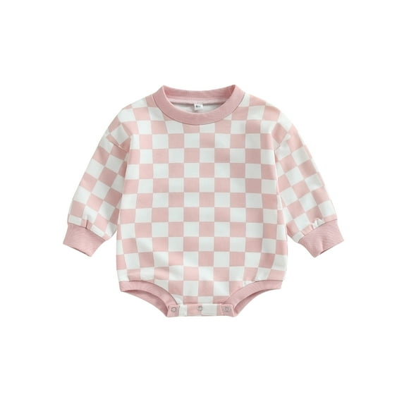Faithtur Sweat-Shirt Bébé Rompers Damier Imprimé Bambin Combinaison à Manches Longues pour les Vêtements Mignons Nouveau-Nés
