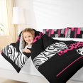 thumbnail image 4 of Manfei Chic Leopard Print Bedding Comforter Set for Female, Cheetah Zebra Animal Twin Comforter Sets, Black Pink Geometric Reversible Bedding Set, Super Cozy Room Decor, 2-Piece, 4 of 8