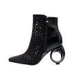 thumbnail image 3 of Lady Couture Breeze Metallic Laser-Cut Bootie On A 3.5 Inch Circular Heel, Black, 8, 3 of 5