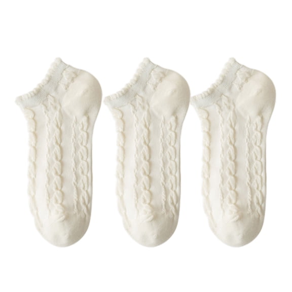 Women's 3-Pack Sheer Lace Ice Silk Ankle Socks with Floral Knit Design Lightweight Breathable Style, 3 pairs-C