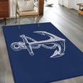 thumbnail image 3 of Rectangle Area Rug 4x6ft, Nautical Anchor Navy Blue Non-Slip Non-Shedding Floor Mat, Summer Coastal Ocean Style Washable Sturdy Carpet for Living Room Bedroom Home Decor, 3 of 9
