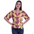 thumbnail image 3 of Moomaya Printed Wrap Over with Belt Style Top For Women Printed V-Neck Casual/Formal Top, 3 of 6