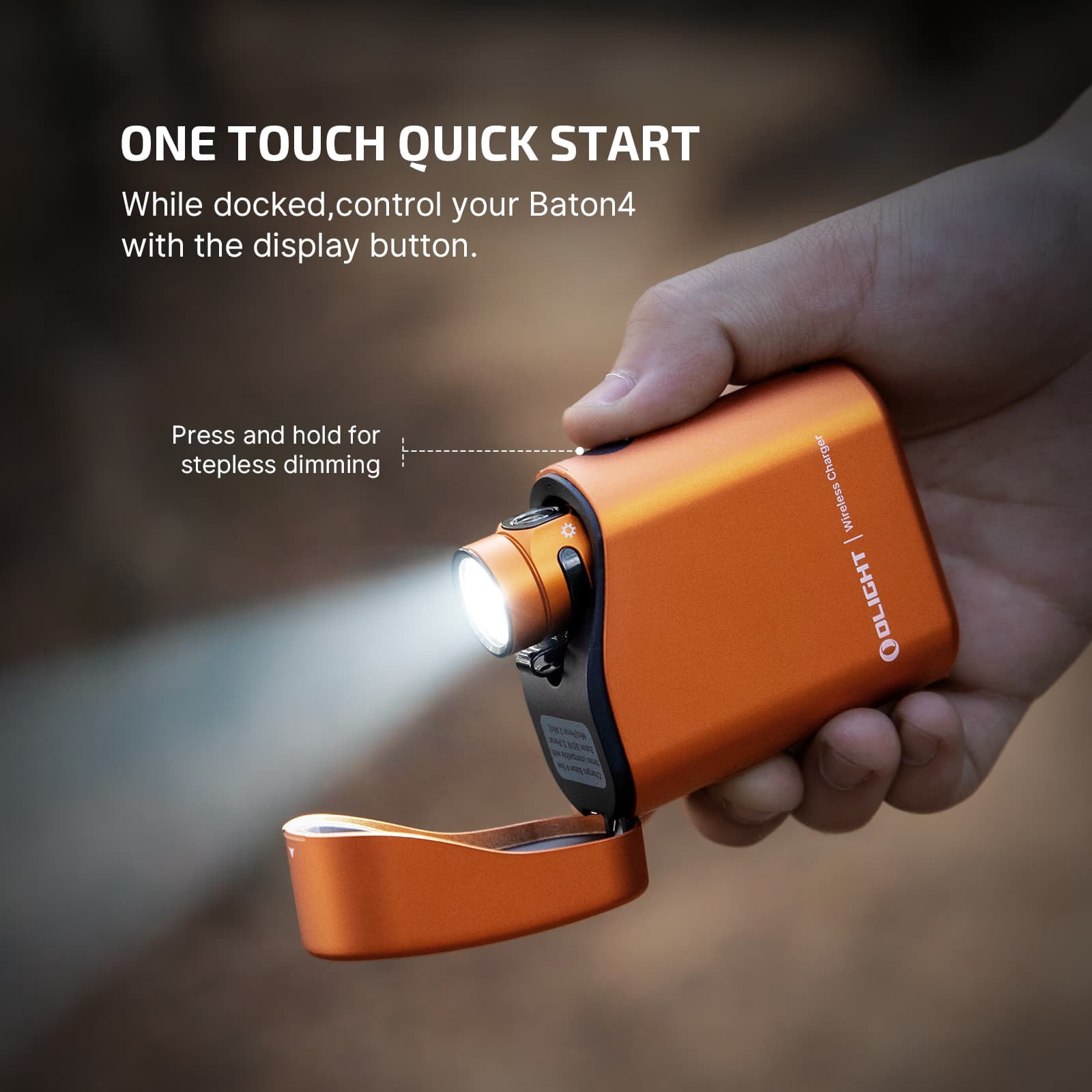 OLIGHT Baton4 Premium Edition EDC Flashlights 1300 Lumens with Type-C Charging Box, Powered by Rechargeable Battery, Small Bright Light IPX8 Waterproof for Emergencies, Outdoors (Orange)