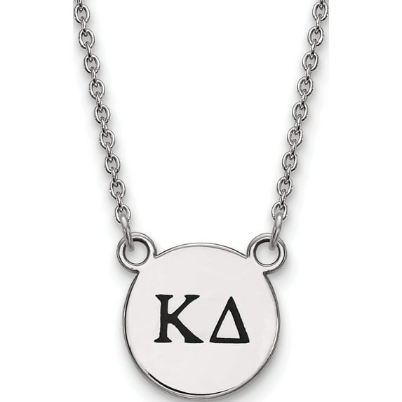 Sterling Silver Rh-Plated Logoart Kappa Delta Sm Enl Pend With Necklace (18 X 12) Made In United States ss016kd-18