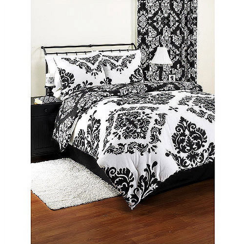 Reversible Black and White Classic Noir 3-Piece Comforter Set with Shams, Full - image 4 of 10