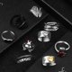 thumbnail image 3 of 20 piezas de anillos abiertos, cadena de hoja de rana, anillo ajustable para mujeres, hombres, niñas, Punk, Vintage, gótico, anillo apilable, conjunto de joyería oso de fresa Electrónica, 3 of 5