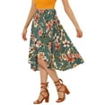 thumbnail image 4 of INSPIRE CHIC Women's Floral Tropical Boho Midi Wrap Skirt M Green, 4 of 7