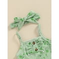 thumbnail image 6 of Musuos Baby Girls 3Pcs Summer Outfit 3M 6M 12M 18M Sleeveless Button Front Romper + Shorts + Headband Set Newborn Clothes, 6 of 9