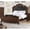 Cherry + Walnut + Faux Leather + MDF + Plywood + Wood + Classic + Luxury + Traditional-1, variant on Luckynote Queen Size Bed Frame, Traditional Antique Cherry Wood Frame with Tufted Faux Leather Headboard, for Master Bedroom, Cherry Finish