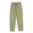 thumbnail image 1 of FAIWAD Womens Cotton Linen Jogger Pants Drawstring Elastic Waist Lightweight Cropped Pants Trousers, 1 of 2