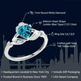 thumbnail image 2 of Gem Stone King 10K White Gold London Blue Topaz and White Diamond Irish Celtic Claddagh Ring (1.01 Cttw, Heart Shape 6MM, Gemstone Birthstone, Available in Size 5, 6, 7, 8, 9), 2 of 6