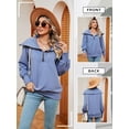 thumbnail image 7 of SLADYGLO Women Quarter Zip Big Lapel Collar Long Sleeve Sweatshirt, 7 of 7