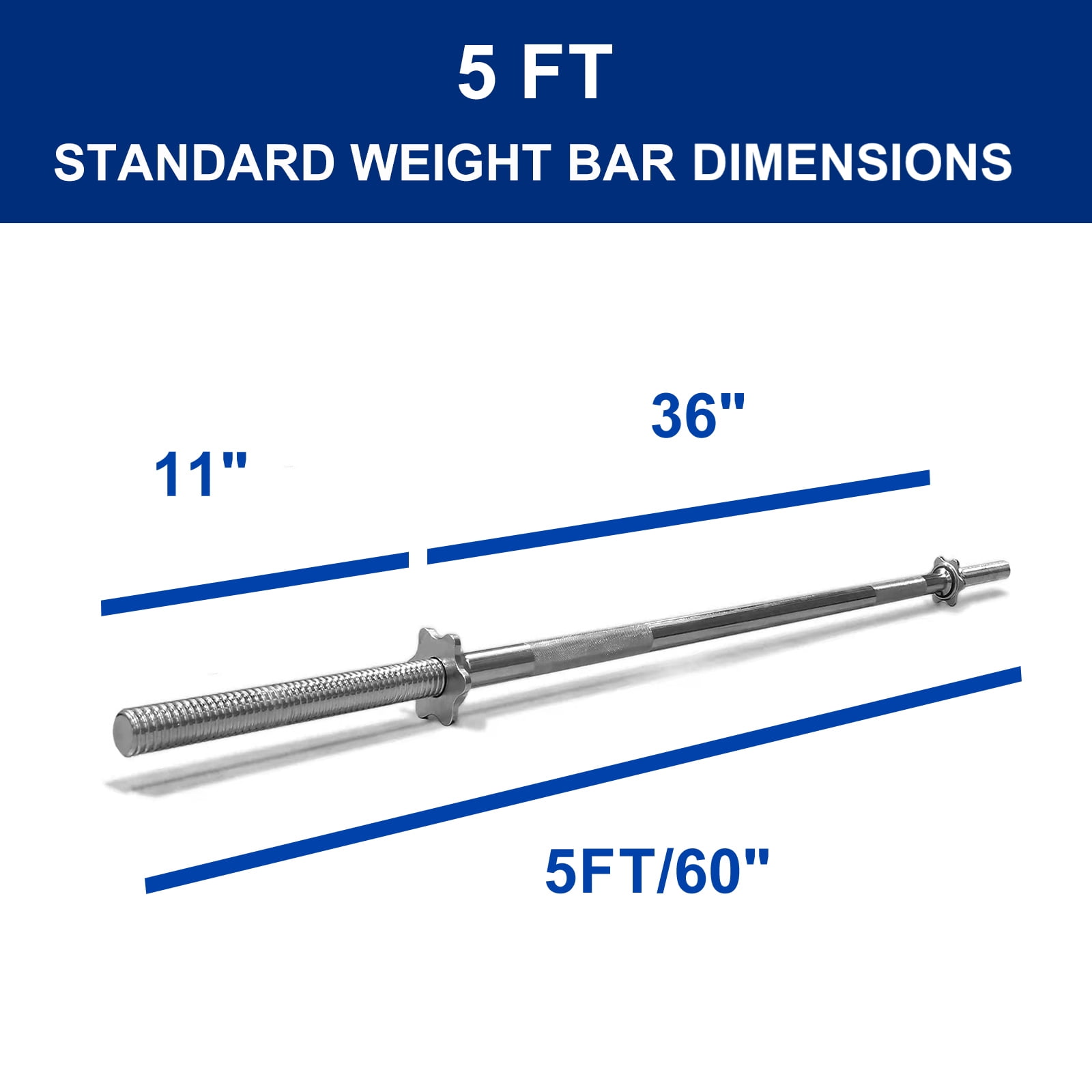 XPRT Fitness Standard Weightlifting Barbell Bar 5 FT, Rated 350 lbs