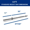 thumbnail image 2 of XPRT Fitness Standard Weightlifting Barbell Bar 5 FT, Rated 350 lbs, 2 of 7