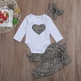thumbnail image 6 of One opening 2020 Brand New Lovely Newborn Toddler Infant Baby Girl Romper +Long Floral Pants+Headband 3Pcs Outfit Leopard Heart Clothes Sets, 6 of 6