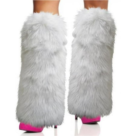 Rhode Island Novelty Rave Diva Costume White Sexy Furry Fuzzy Leg Warmers