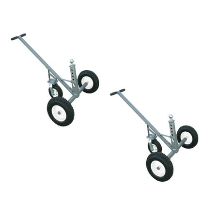 Tow Tuff Adjustable Solid Steel 800 lb Capacity Trailer Dolly w/ Caster (2 Pack)