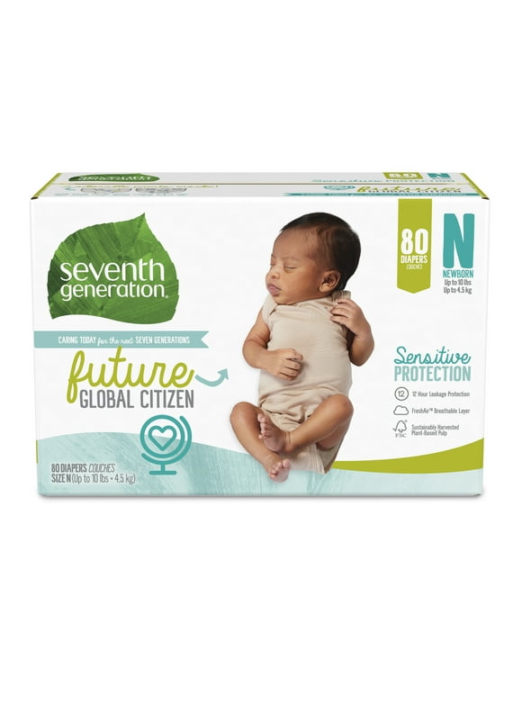 Seventh Generation Baby Diapers Newborn Diapers Newborn 80 count