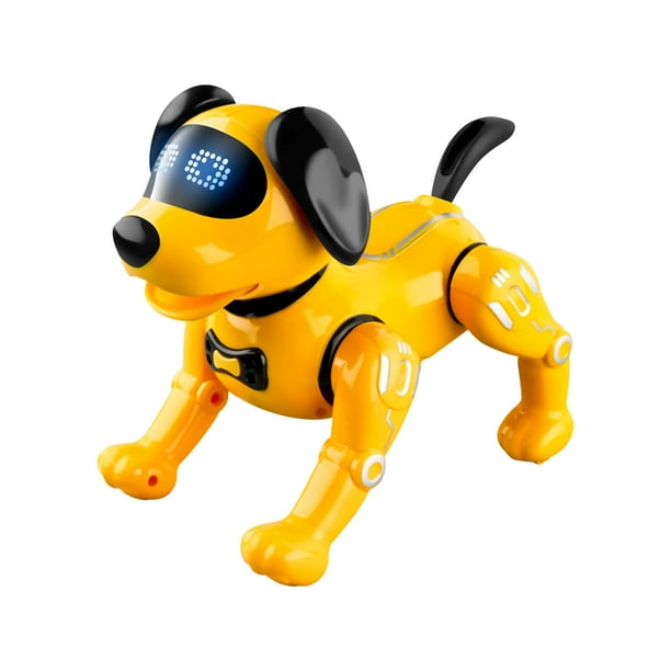 Juguete de perro robot de control interactivo con función táctil, cachorro bailarín Amarillo