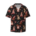 thumbnail image 2 of Lsque Valentine Gnome print Men's Cuban Collar Short Sleeve Shirt Summer Beachwear Casual Button Down Fashionable Vacation Leisure Shirt-Large, 2 of 7