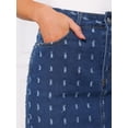 thumbnail image 5 of DARING DIVA Women's Swiss Dots Above Knee Length Denim Skirt Large Dark Blue, 5 of 7