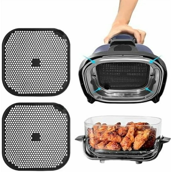 2 Pcs Ninja Air Fryer Splatter Screen, Silicone Combi Accessories For Ninja Crispi Fn101, Reusable Air Fryer Replacement Parts(Updated Version with Larger Cooling Holes)