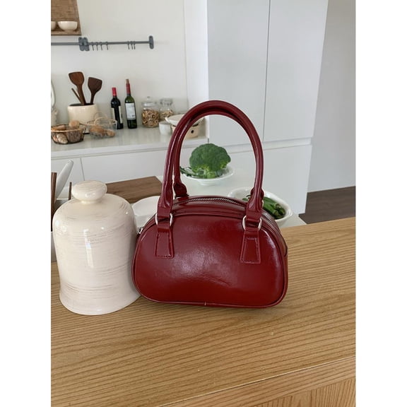 IELGY trendy portable bowling bag, versatile messenger retro red square bag