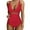 Red, variant on WREESH Womens One Piece Swimsuit Tummy Control V Neck Bathing Suit Fashion Matching Multi-Color Printed Swimsuit Tight Fitting and Gathering Swimsuit Olive Green
