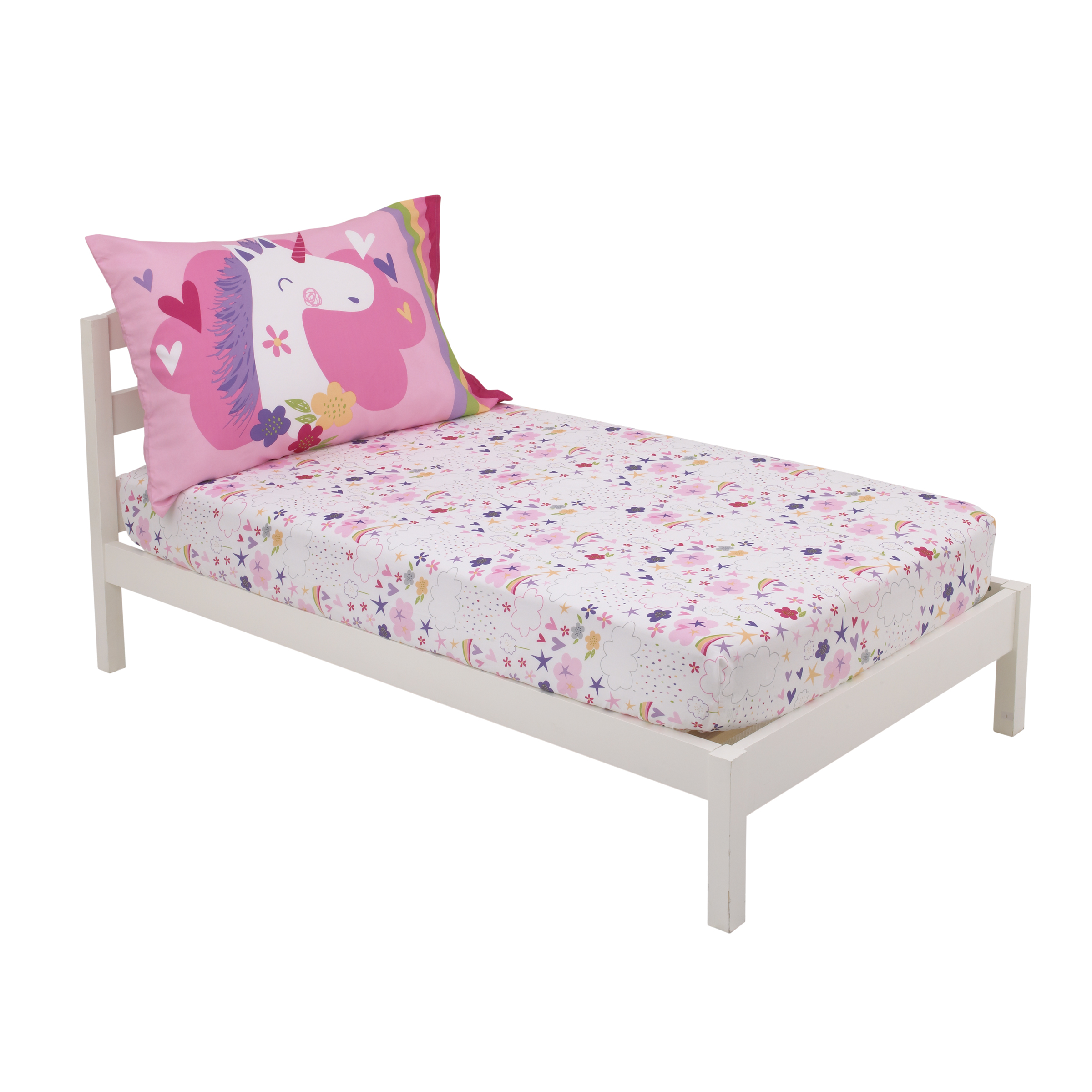 New 2 Piece Unicorn Sheet Set Toddler Bed Fitted Sheet /& Pillowcase Set