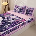 thumbnail image 3 of Homewish Cartoon Anime Girl Zipper Twin Comforter Sets with Fitted Sheet and 2 Pillowcases,Purple Black Cute Bowknot Zipper Bedding Set For Teens,Reversible,4-Piece, 3 of 7