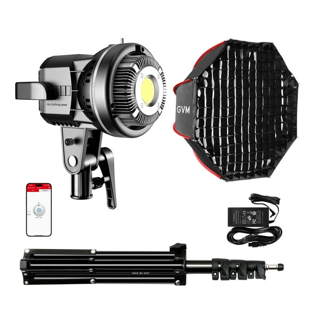 Gvm 80W Luz De Video Luces De Estudio Para Fotografía Softbox Kit De Iluminación Con Montaje Bowens Cri97+ 5600K Temperatura De Color 22In Softbox Trípode Soporte Youtube Video Boda