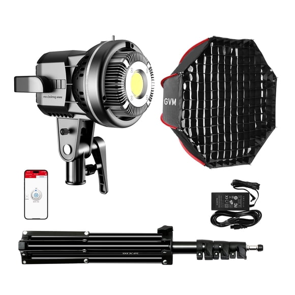 Gvm 80W Luz De Video Luces De Estudio Para Fotografía Softbox Kit De Iluminación Con Montaje Bowens Cri97+ 5600K Temperatura De Color 22In Softbox Trípode Soporte Youtube Video Boda
