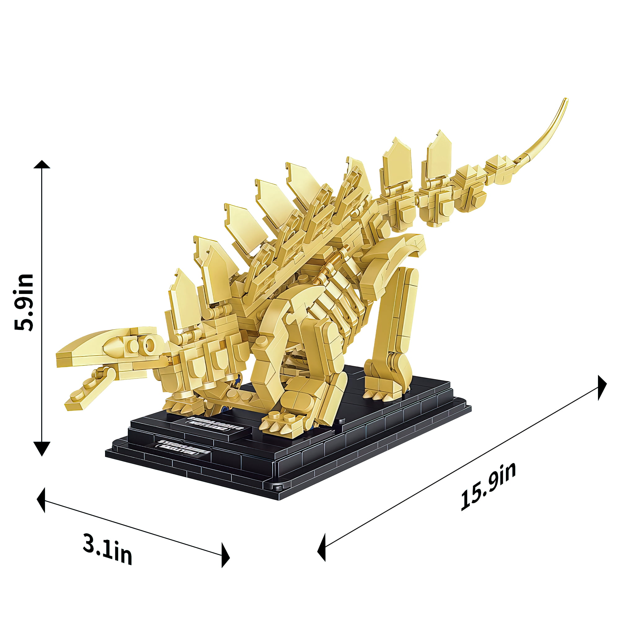 MACTANO Dinosaur Building Block Set Stegosaurus Fossils Building Bricks Kit Toy for Kid Adult Beige