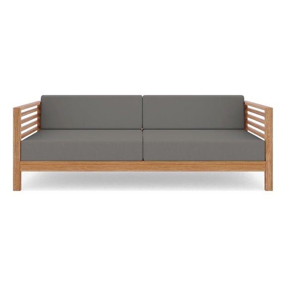 Sylvie 3-Person Teak Outdoor Sofa with Charcoal Cushions