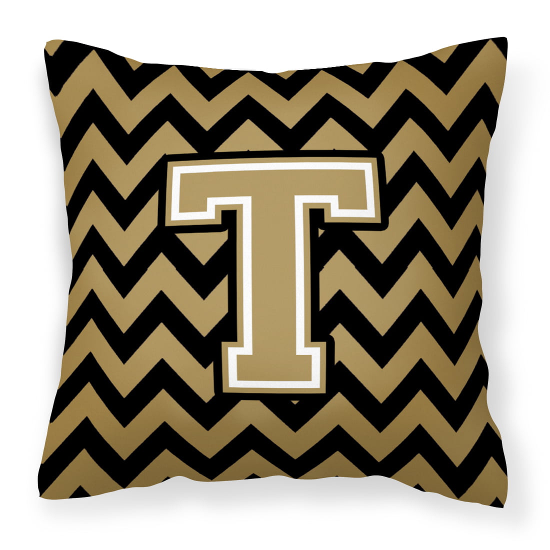 Letter T Chevron Black and Gold Fabric Decorative Pillow - Walmart.com