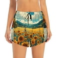 thumbnail image 2 of Gaeub Field Style Bicycle Young Sunflower Print Women's Athletic Shorts,High Waisted Running Shorts,Pocket Sporty Short,Gym Elastic Workout Shorts-XX-Large, 2 of 7